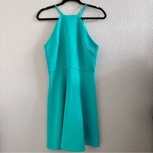 Express Teal Halter Fit & Flare Mini Dress